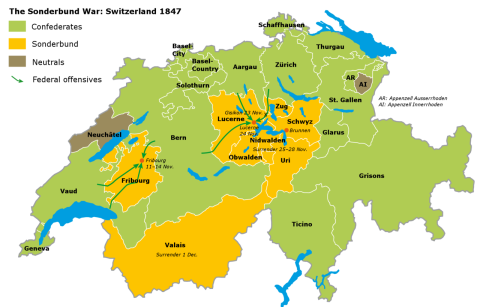 Map of the Sonderbund War in Switzerland 1847. by Marco Zanoli.CC BY-SA 3.0