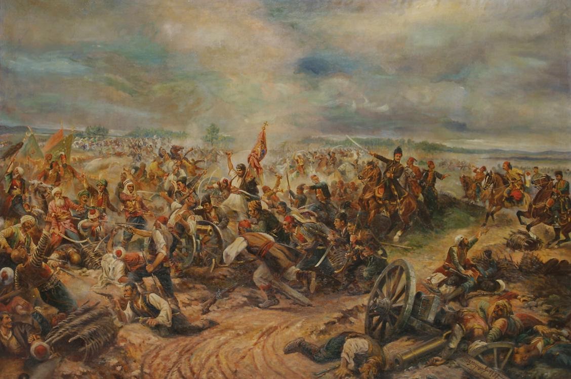 Afanasij Scheloumoff, The Battle of Mišar, Oil on Canvas, 1937