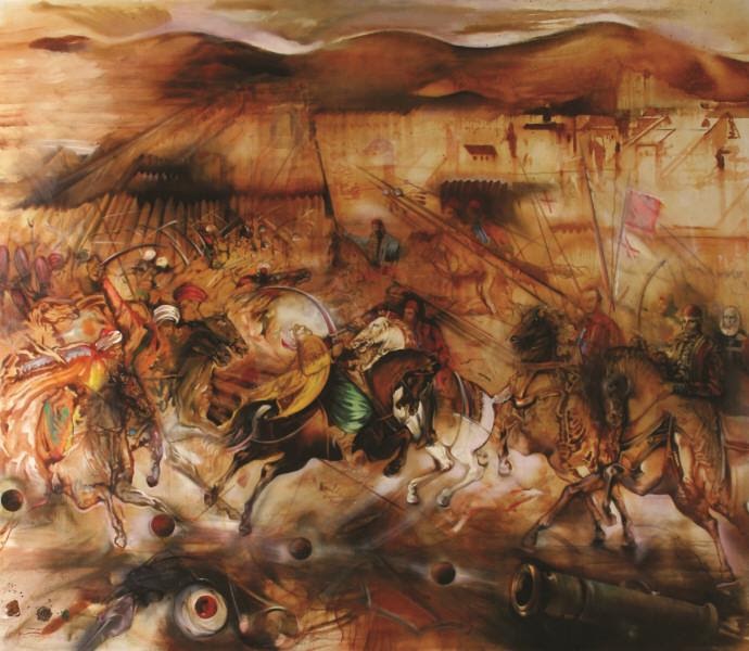 Olja Ivanjicki, The Battle of Ivankovac, Oil on Canvas, 1989, Historical Museum of Serbia.