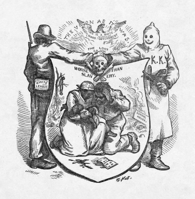 Newspaper cartoon depicting fate of the African Americans worse than slavery commons-wikimedia
