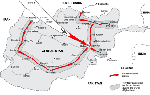 A map of Soviet invasion routes. from wiki commons